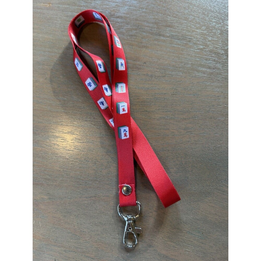 Mahjong Red Lanyard 14” Mah Jongg Use For ID badges, Keys, Tournaments NEW